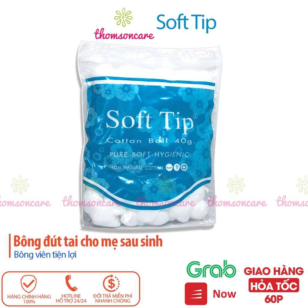 Bông gòn đút tai cho mẹ sau sinh Softtip - Bông viên tròn Soft tip, dùng trong y tế, nút nhét lỗ tai, trang điểm