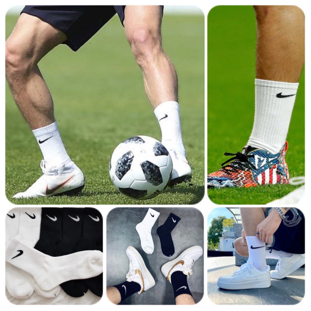 ⚠️FREESHIP ⚠️Tất Nike Đen Trắng vải cotton thoáng khí, không mùi, Vớ thể thao giày bóng đá đạp xe