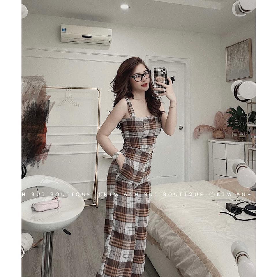 SET ÁO 2 DÂY LIỀN QUẦN CARO