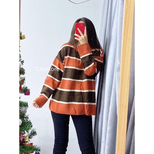 ÁO LEN SỌC NGANG DÁNG RỘNG