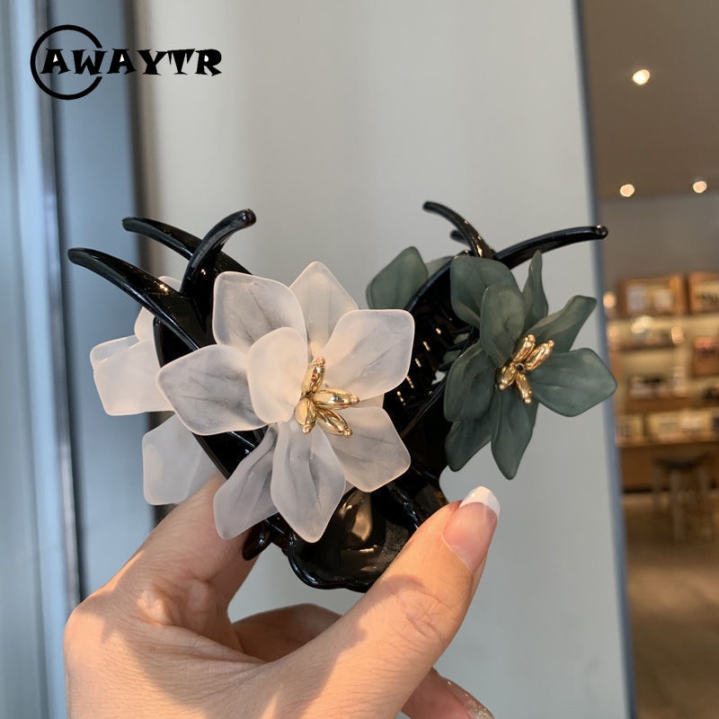 Kẹp Tóc Càng Cua Bằng Nhựa Hình Hoa Đơn Giản Thời Trang Cho Nữ