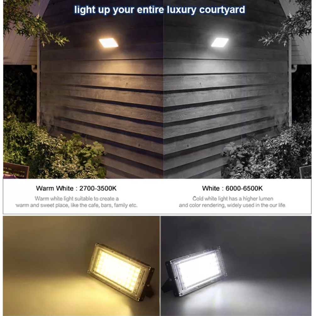 Đèn led pha 50w ngoài trời chống mưa 220v