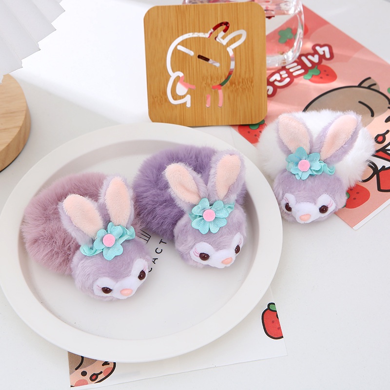 Dây Buộc Tóc Gắn Quả Cầu Lông Thỏ Dễ Thương Cho Nữ