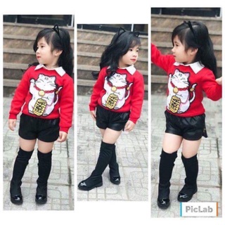 Combo áo mèo thần tài cho bé trai và bé gái