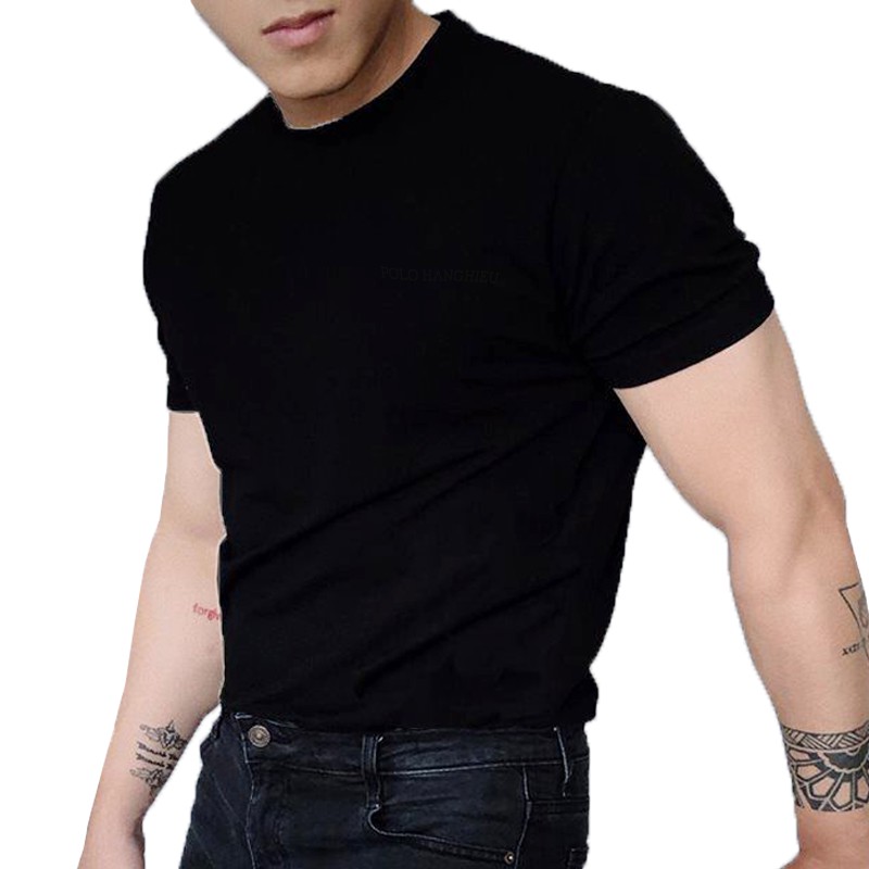 Áo thun nam đẹp cổ tròn vải Cotton 100% co giãn 4 chiều, dày dặn, form Slim fit tôn dáng, có size 95kg - POLO HΛNGHIEU | BigBuy360 - bigbuy360.vn