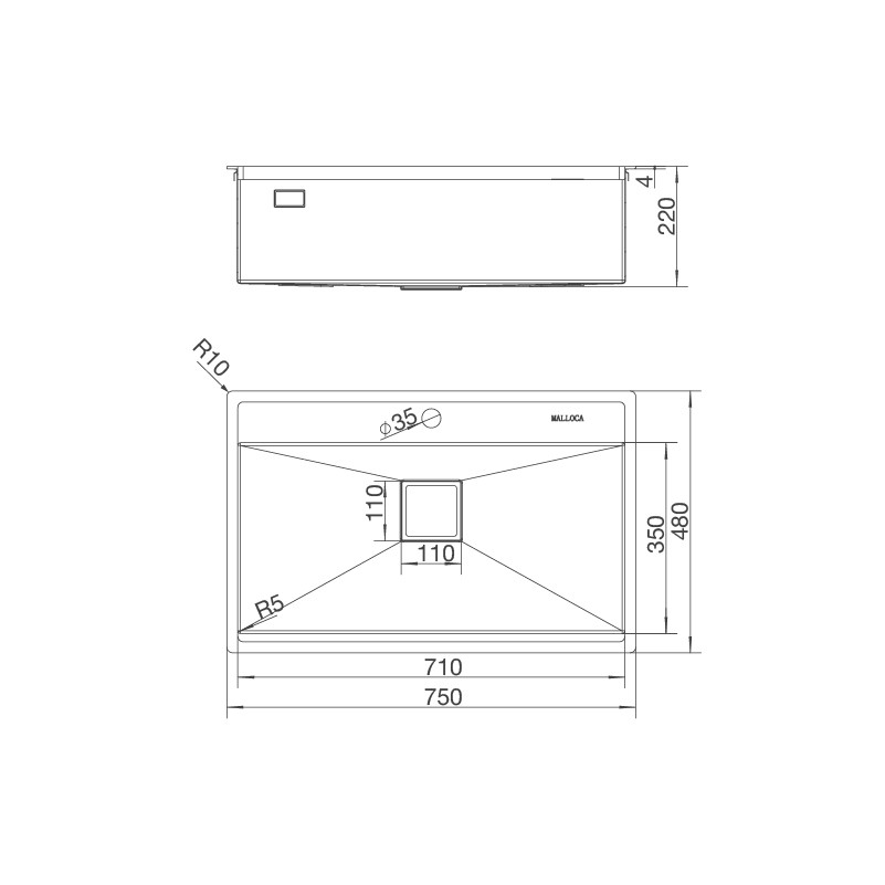 Chậu rửa chén inox Malloca MS 6302T, bồn rửa bát inox 304, Cam kết chính hãng