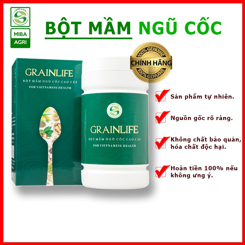 [CHÍNH HÃNG] Bột Mầm Ngũ Cốc GRAINLIFE  500gr - Cung cấp dinh dưỡng cao cấp cho người ăn chay, muốn tăng cân và ăn sáng