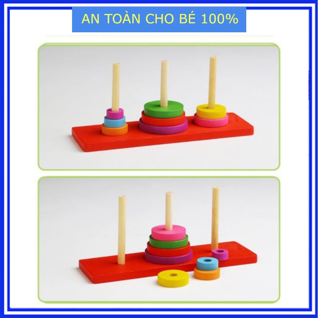 Đồ chơi gỗ Tháp Hà Nội đồ chơi trí tuệ bộ giáo cụ Montessori