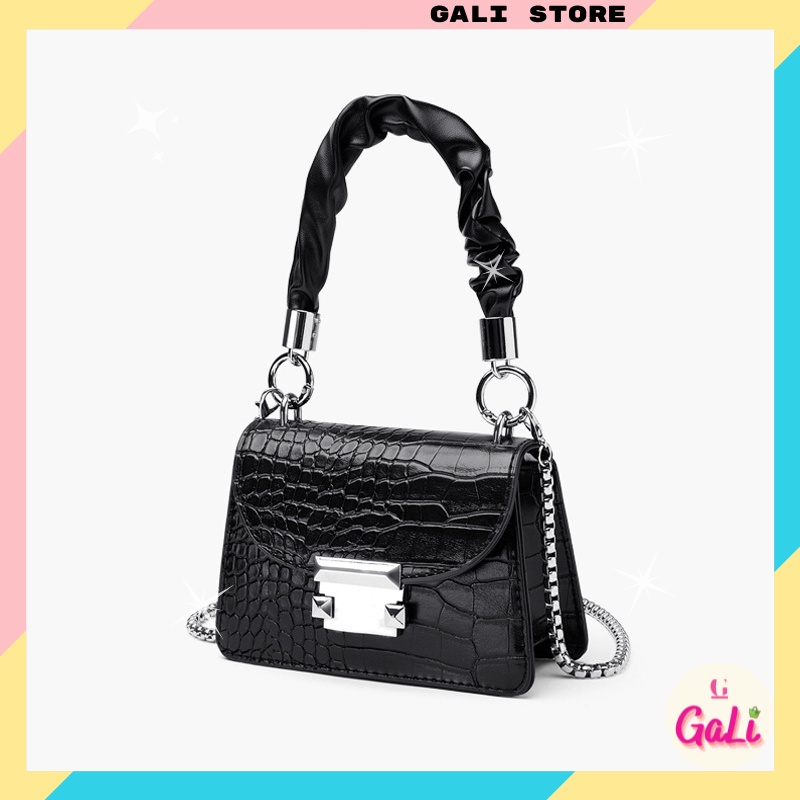 Túi mini đeo chéo nữ da bóng khóa bấm dây xích sang chảnh, giá rẻ thời trang GL96