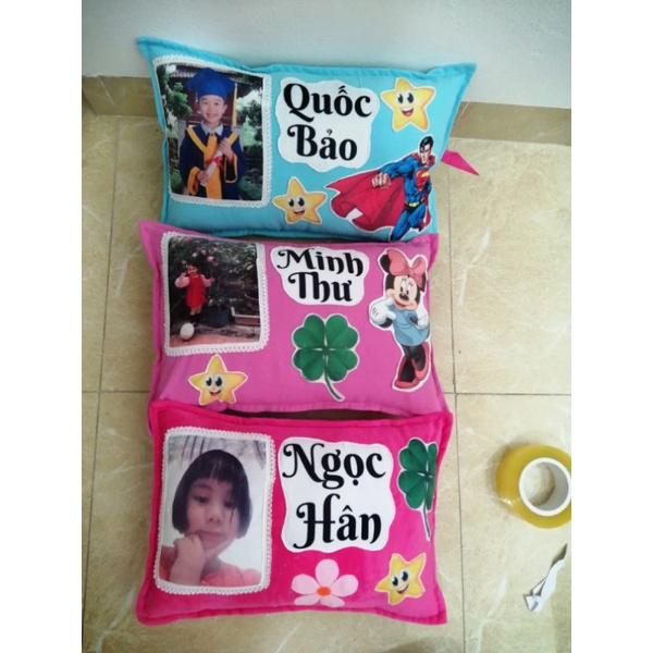 Gối in ảnh theo yêu cầu tên riêng của bé