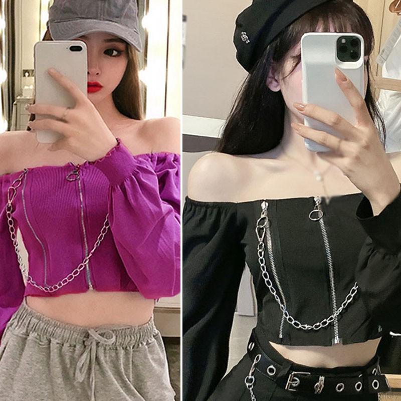 Áo dài tay trễ vai phong cách thời trang Hàn Quốc quyến rũ cho nữ