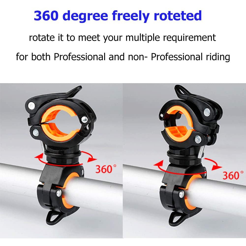 360 degree rotation, convenient bicycle flashlight clamp