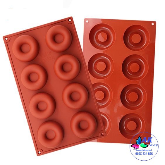 KHUÔN SILICONE 8 DONUT TRÒN 6.3CM