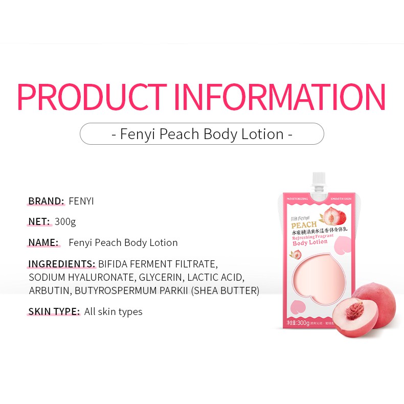 Dưỡng Thể Fenyi Vị Đào Làm Sáng Dưỡng Ẩm Chăm Sóc Cơ Thể 300g | BigBuy360 - bigbuy360.vn
