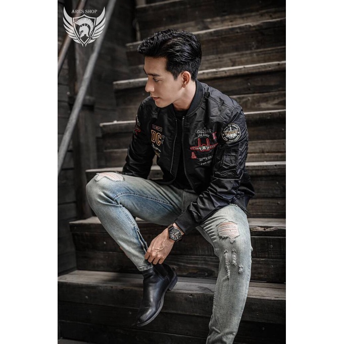 Áo khoác Bomber Basic Slimfit chất liệu vải polyester lụa cao cấp phong cách sang trọng - ARES SHOP
