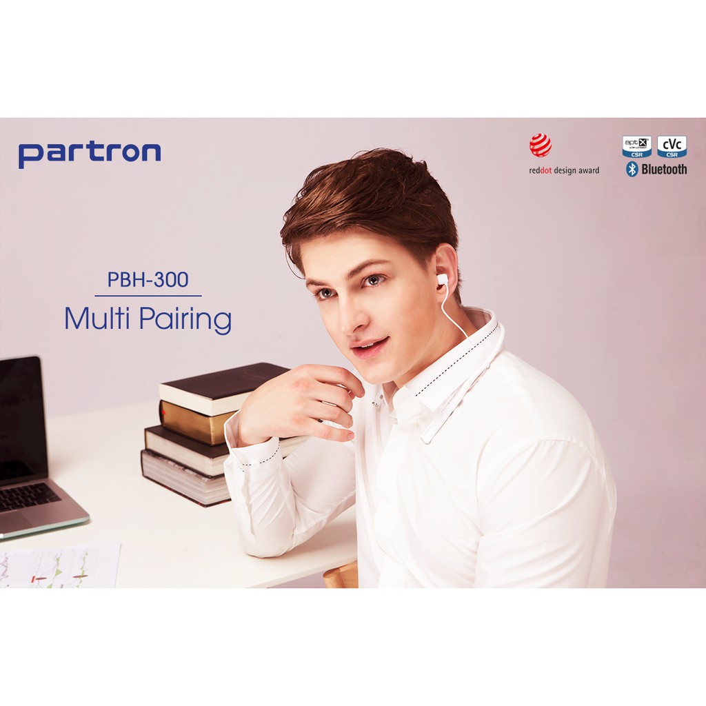 Tai Nghe Bluetooth Partron PBH-300 pin 15 tiếng kết nối cùng lúc 2 thiết bị điện thoại ipad máy tính bảng laptop