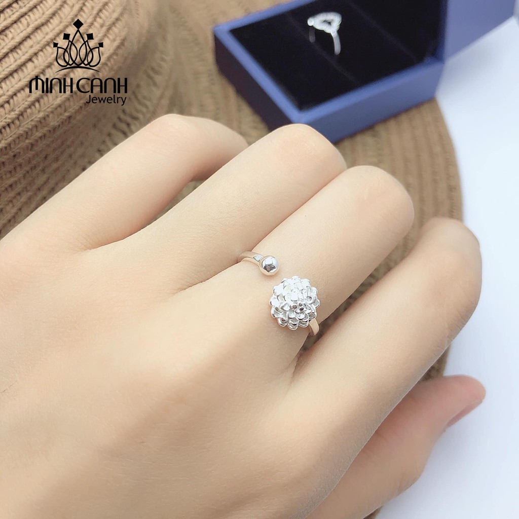 Nhẫn Bạc Hoa Sen Trắng Freesize - Minh Canh Jewelry