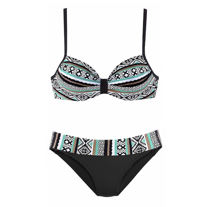 Đồ bơi 2 mảnh 2 dây họa tiết chấm bi/hoa văn có đệm ngực phong cách Boho gợi cảm dành cho bạn nữ