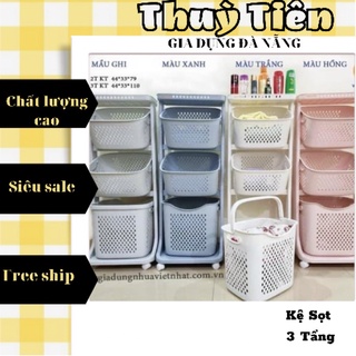 Kệ sọt đựng đồ 3 tầng có bánh xe
