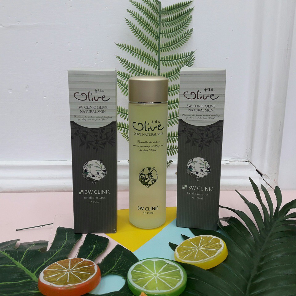 BỘ DƯỠNG TRẮNG DA TINH CHẤT OLIVE MỸ PHẨM HÀN QUỐC CHÍNH HÃNG 3W CLINIC OLIVE NATURAL SKIN OLIVE NATURAL EMULSION