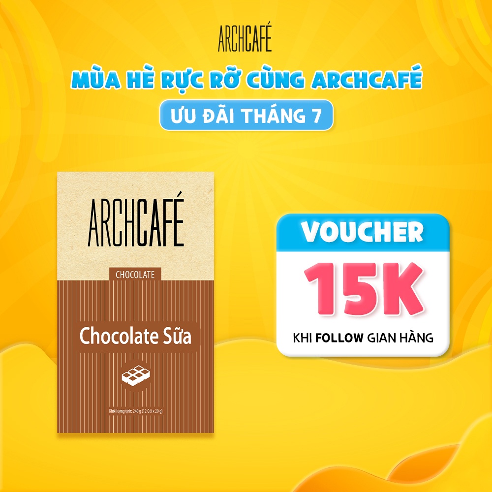 Chocolate Sữa Choco Cacao hoà tan Archcafé Sô cô la hộp 12 gói x 20g
