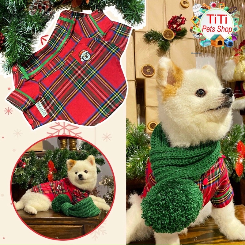 Áo Sơ Mi Noel Giáng Sinh Cho Chó Mèo (không gồm khăn cổ)