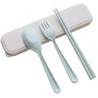 SET 2 Bộ thìa dĩa đũa 3 chi tiết bằng lúa mạch 1601