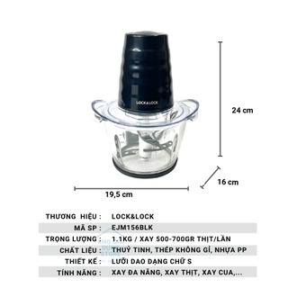 Máy xay thịt đa năng Lock&Lock EJM156 1Lit bảo hành 24 tháng