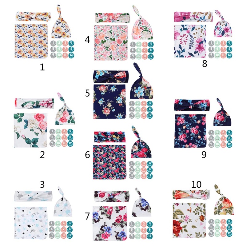 Chăn Quấn Kèm Nón Beanie Và Băng Đô Dành Cho Bé Sơ Sinh