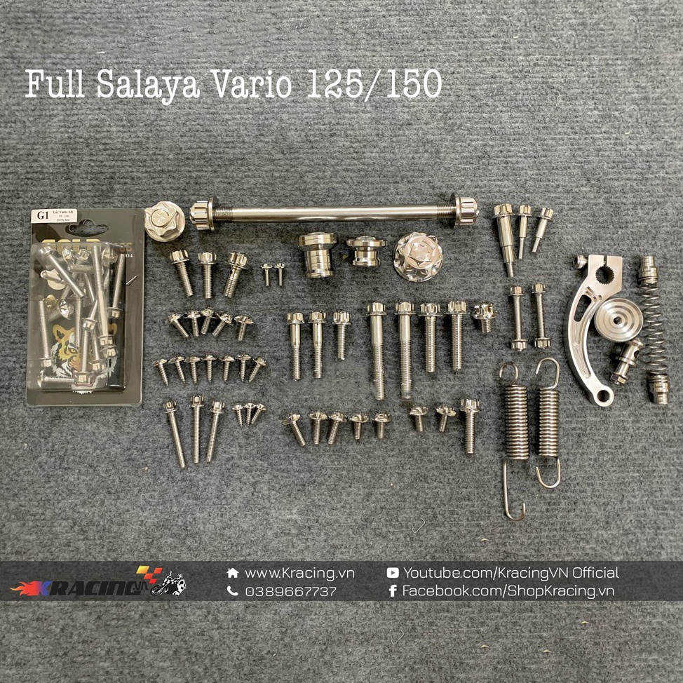 (Hàng chất lượng) Full Ốc Salaya Vario 150 Chuẩn Inox 304 Không Gỉ Sét, Siêu Sáng (Có Bảo Hành)