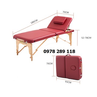 Giường massage gấp gọn chân gỗ nâng đầu cao cấp
