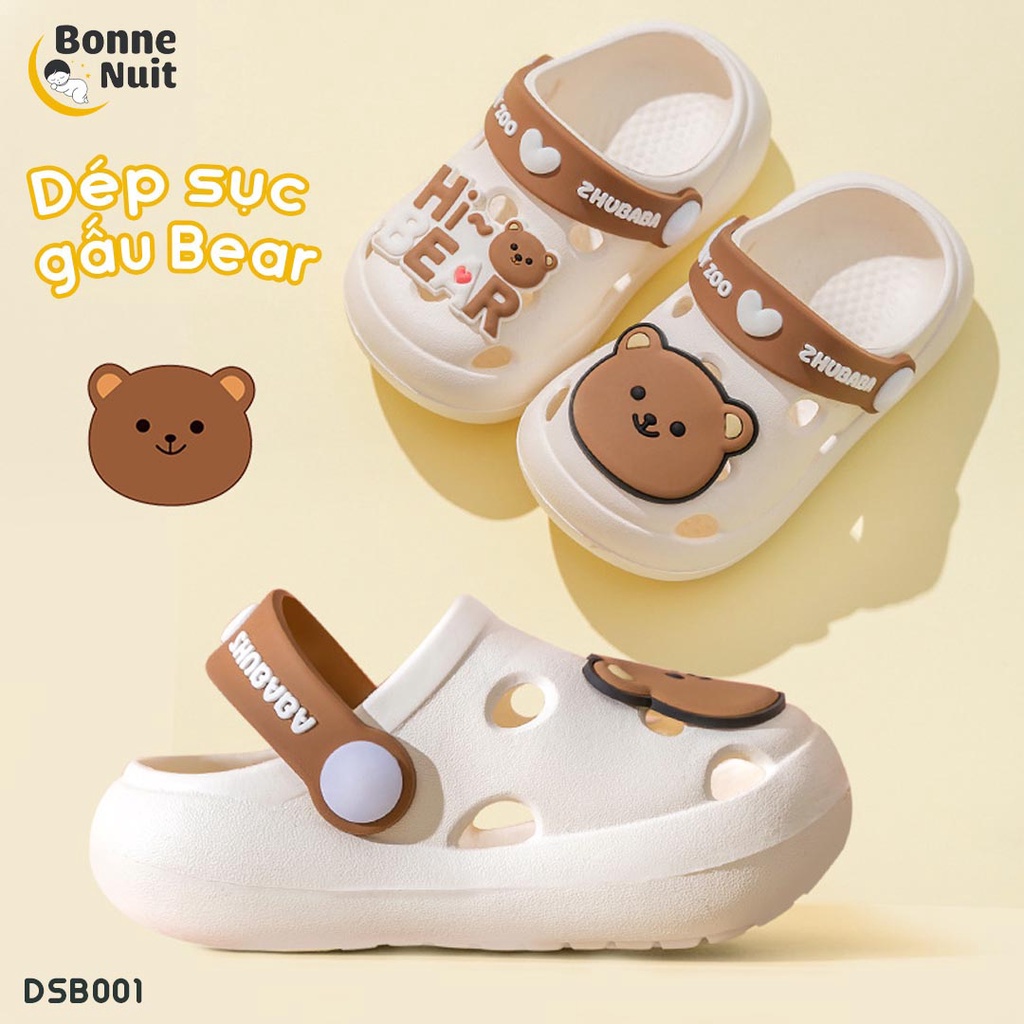 Dép sục gấu Bear siêu mềm - chống trượt - chống nước cho bé yêu