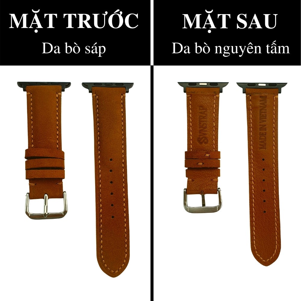 Dây Apple Watch Vnstrap dây đeo đồng hồ Apple Watch series 3 4 5 6 7 se da bò xanh 38mm 40mm 42mm 44mm iwatch M12