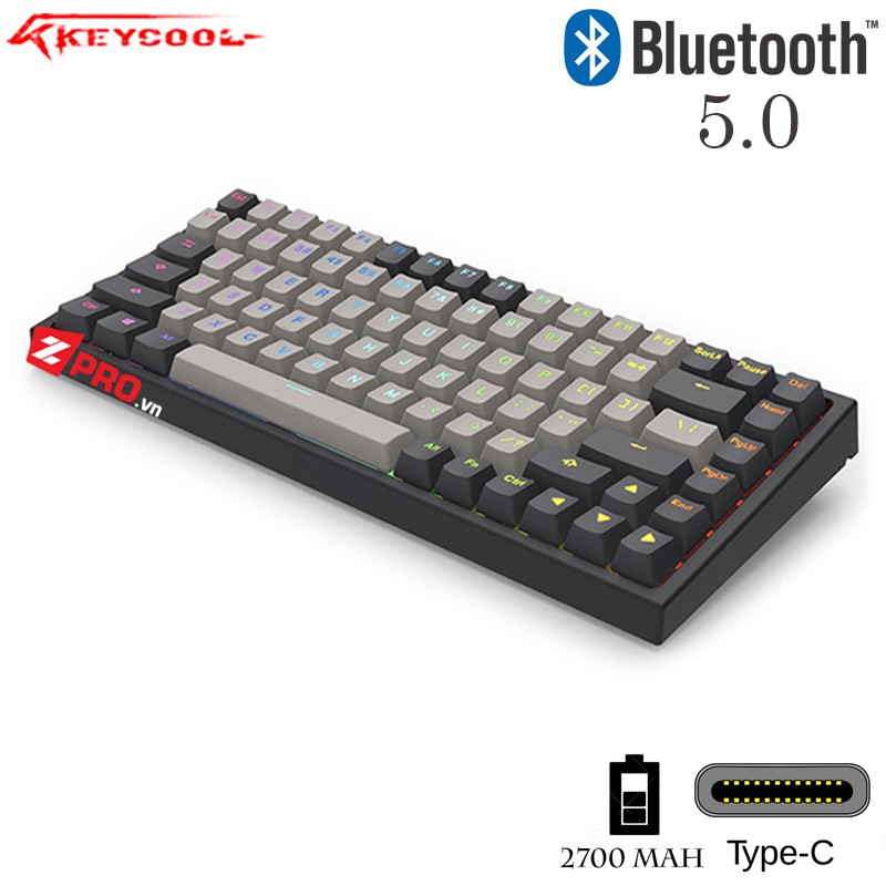 [Mã 267ELSALE hoàn 7% đơn 300K] Bàn phím cơ Keycool KC84 RGB Bluetooth 5.0 Hot Swap