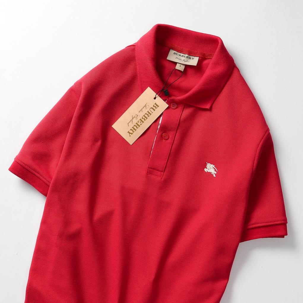 Áo thun nam có cổ xuất khẩu, áo thun polo BURBERRY tay ngắn vải cotton gai co giãn màu đỏ !