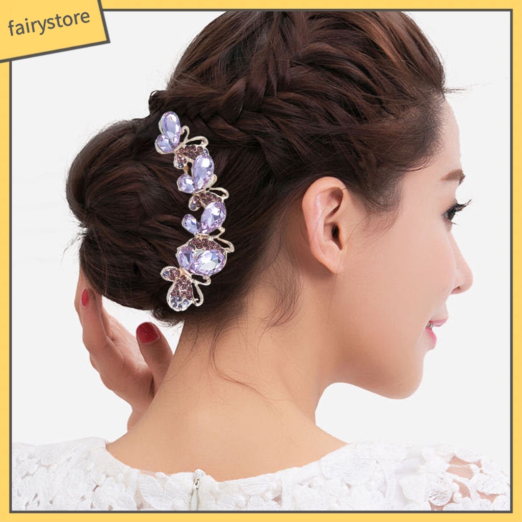 Lược Cài Tóc Hình Bướm Đính Đá Chất Lượng Cao