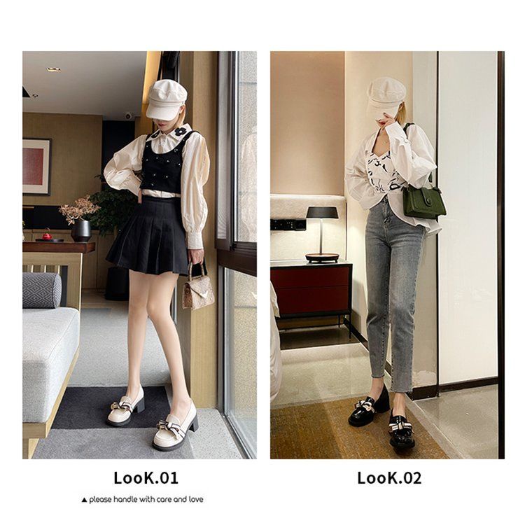 Giày oxford S & C da mềm cao 6cm phong cách Anh quốc chất lượng cao cho nữ