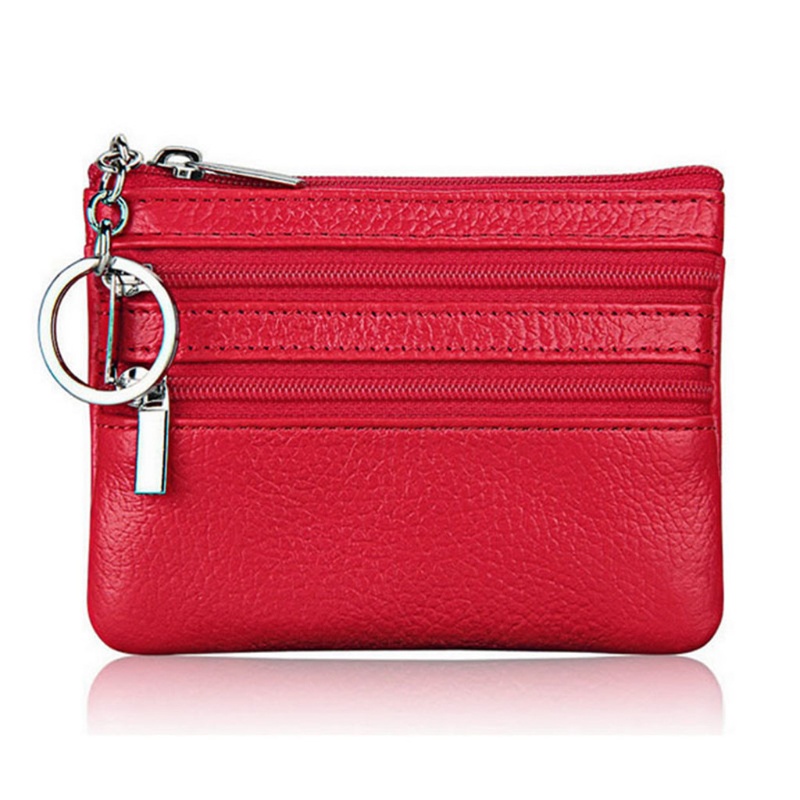 RUN  Women Men Leather Coin Purse Card Wallet Clutch Double Zipper Small Change Bag