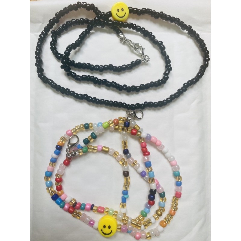 (010401)Dây đeo khẩu trang hình mặt cười đá cườm nhiều màu | BigBuy360 - bigbuy360.vn