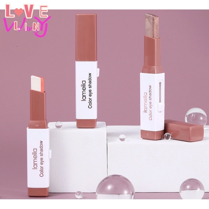 LAMEILA Phấn Mắt Dạng Bút Hai Màu Ánh Ngọc Trai Lấp Lánh Chống Thấm Nước