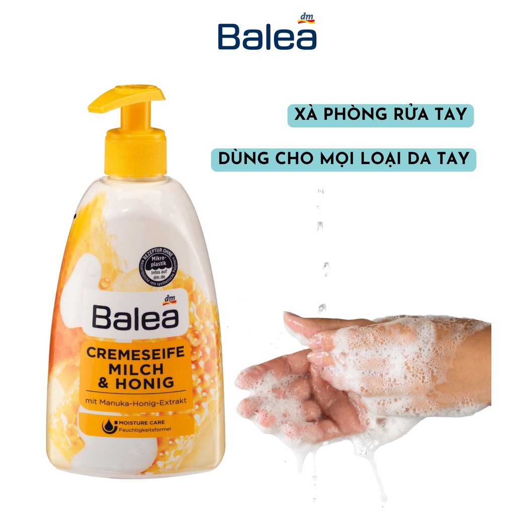 Nước rửa tay Balea tinh chất mật ong và sữa, dưỡng ẩm da, chai dung tích 500ml - hàng nhập khẩu Đức