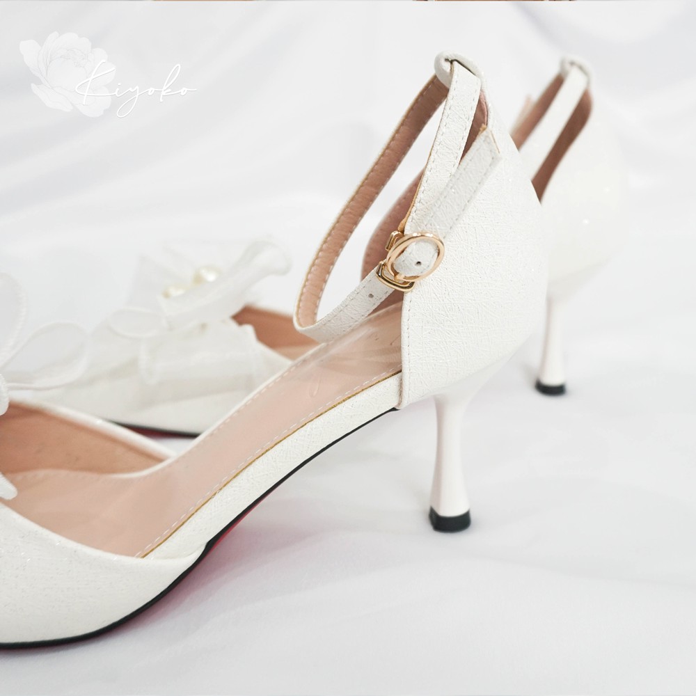 Giày cưới cô dâu đính nơ Kiyoko cao 7cm