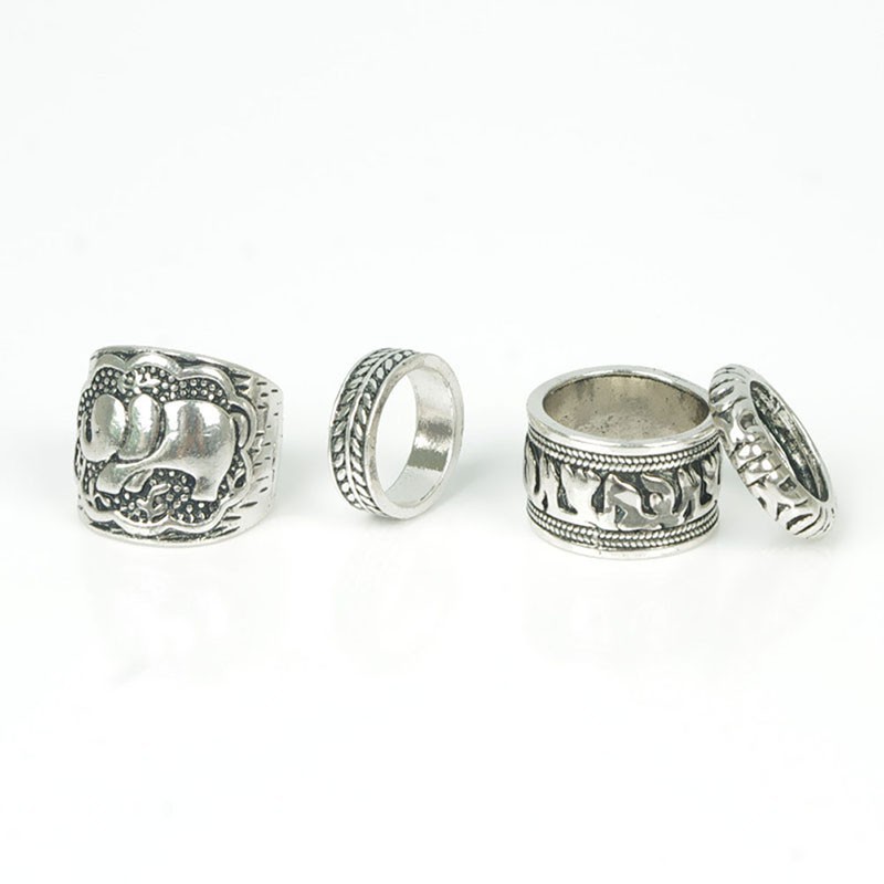Bộ 4 nhẫn mạ bạc thiết kế cổ điển độc đáo