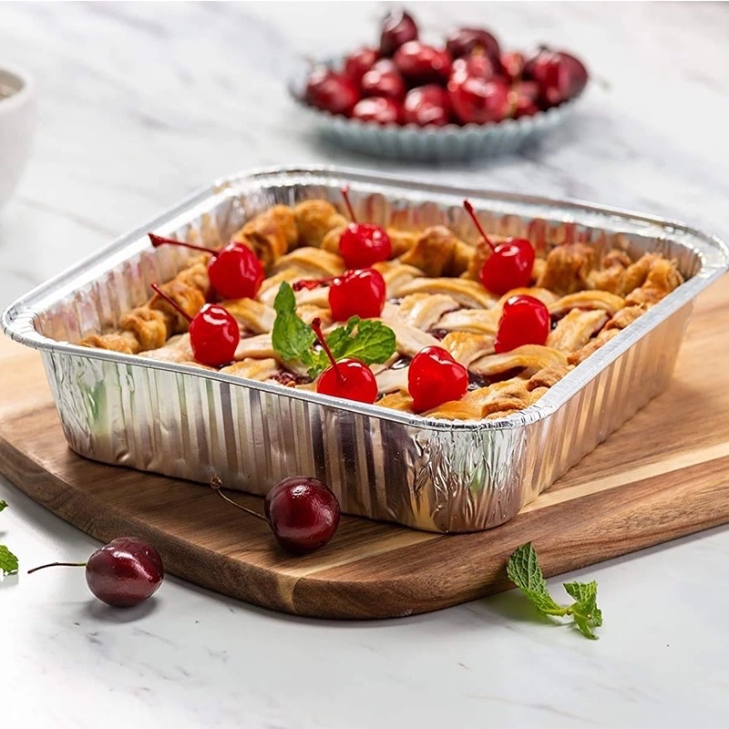 Set 4 Khay Giấy Nhôm Hình Vuông Đựng Thực Phẩm Tiện Dụng