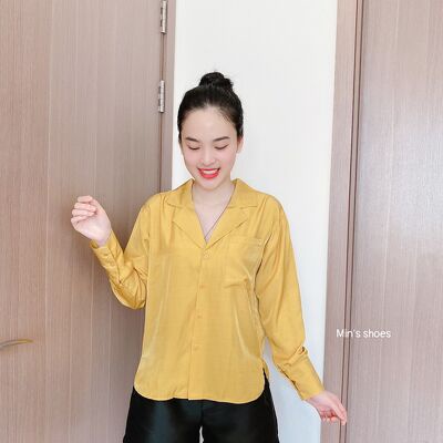 Min's Shoes - Áo sơ mi nữ tay dài cổ vest nhiều màu thiết kế kiểu dáng thời trang công sở hot hit Áo 398