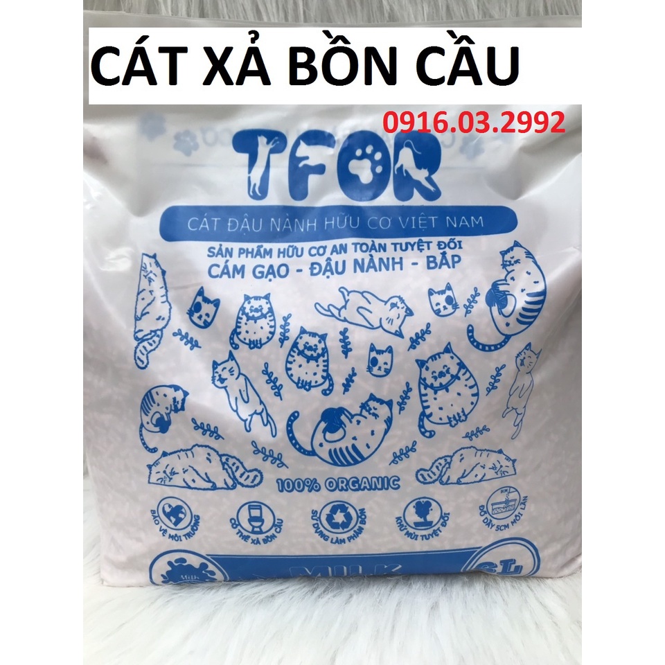 Cát đậu phụ Tfor 6L không bụi giảm mùi hôi, Cát vệ sinh xả bồn cầu