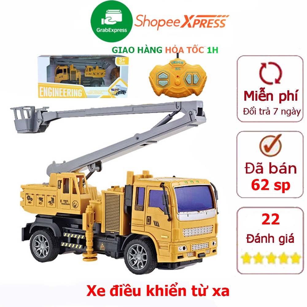 Đồ chơi điều khiển từ xa xe nâng chở người trên cao, độ bền cao chống va đập