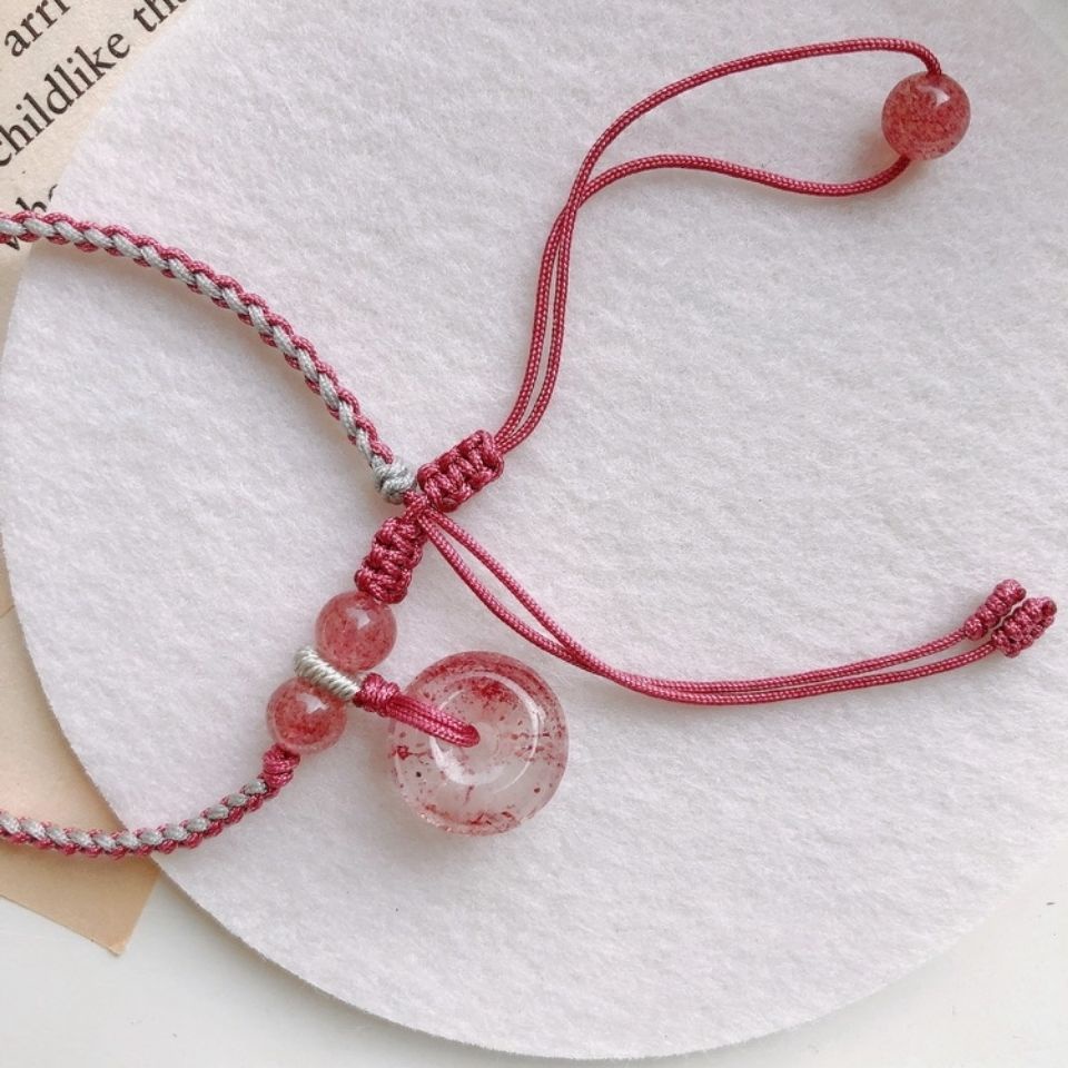 Vòng Tay Dây Thừng Đính Đá Pha Lê Màu Gradient Phong Cách Trung Hoa Thời Trang