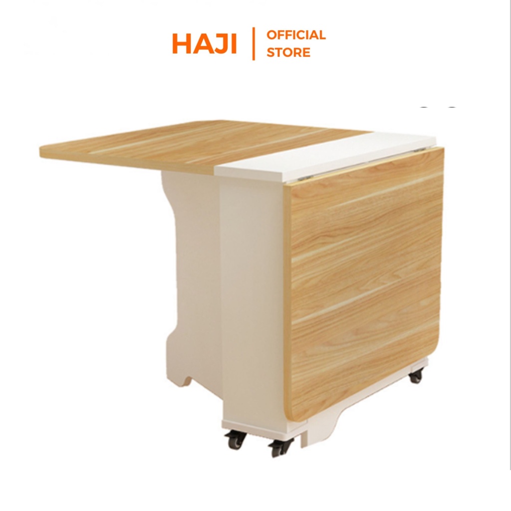 Bàn Ăn Thông Minh HAJ Kết Hợp Bàn Làm Việc Có Thể Bật Mở Có Bánh Xe Dễ Dàng Di Chuyển Chất Liệu Gỗ Chống Nước BATM5