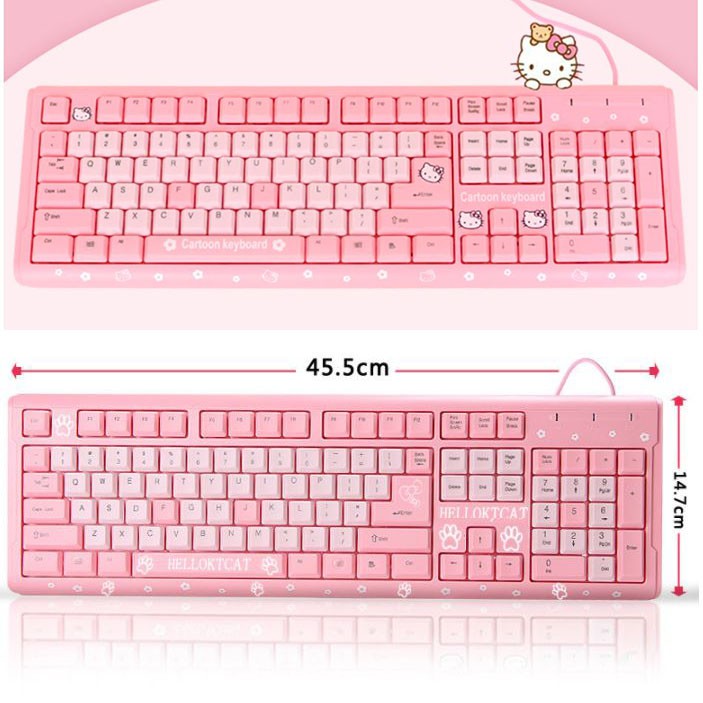 [GIÁ SỈ] Combo Bàn phím và chuột màu hồng cực đáng yêu - Bộ BÀN PHÍM CHUỘT HELLO KITTY